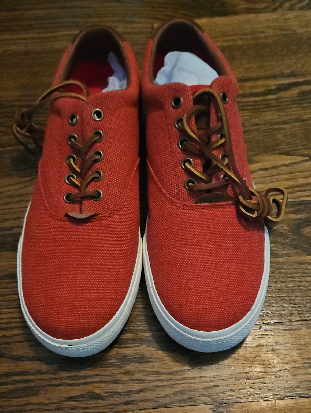 Polo by Ralph Lauren Men's Red Canvas Low-Top Sneakers